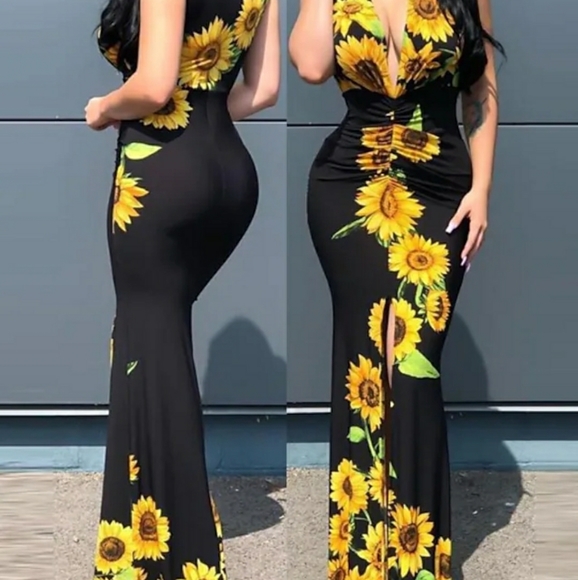 CBR, Sunflower Slit Sleeveless Slit Dress, Size S. NEW - Picture 2 of 7